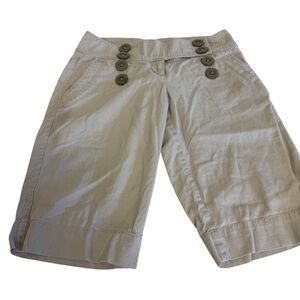 zinc Button-Accent Khaki Bermuda Shorts